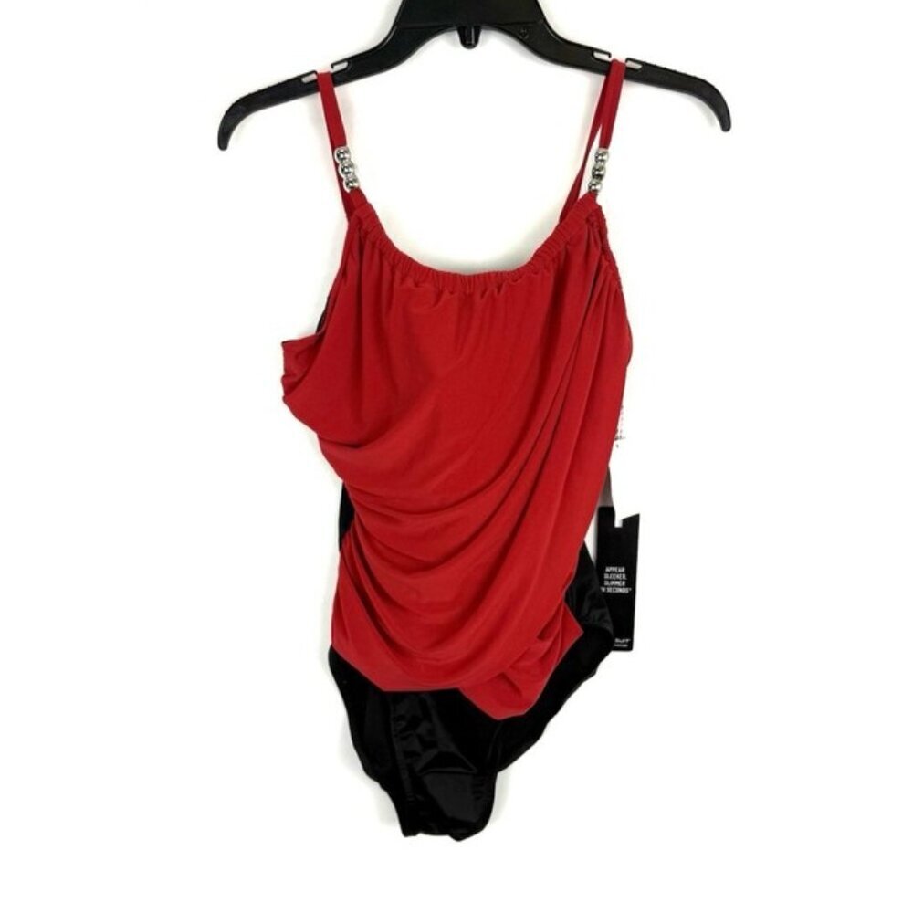 Magicsuit Women’s Black/Red Slimming One Piece Swimsuit Size 12